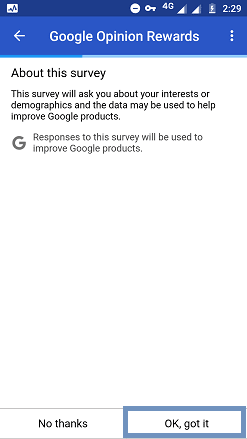 About Google Opinion Rewards survey