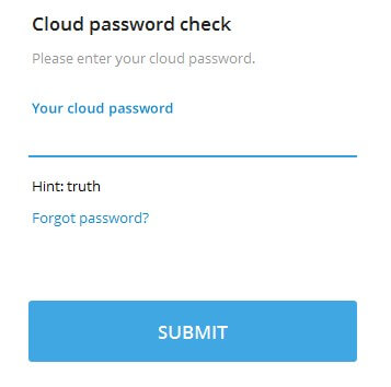 Telegram cloud password check