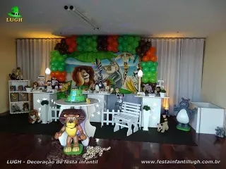 Decoração de aniversário Madagascar - Festa de aniversário infantil