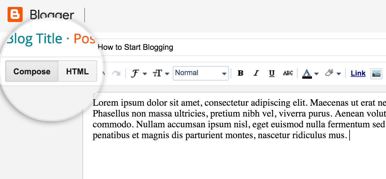 blogger post compose html