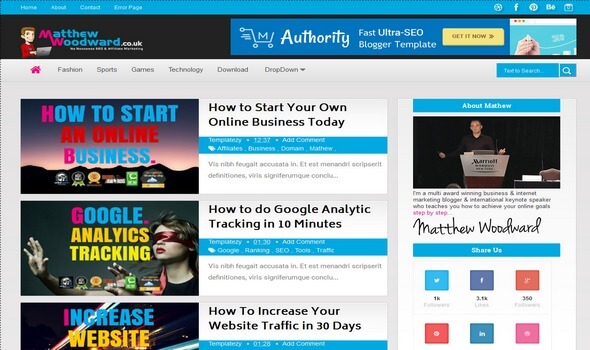 Authority adalah templat blogger premium yang terinspirasi dari blog MathewWoodward.