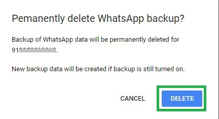 Permanently delete WhatsApp backup