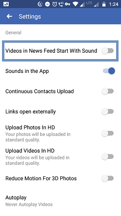 Turn off sound from Facebook video