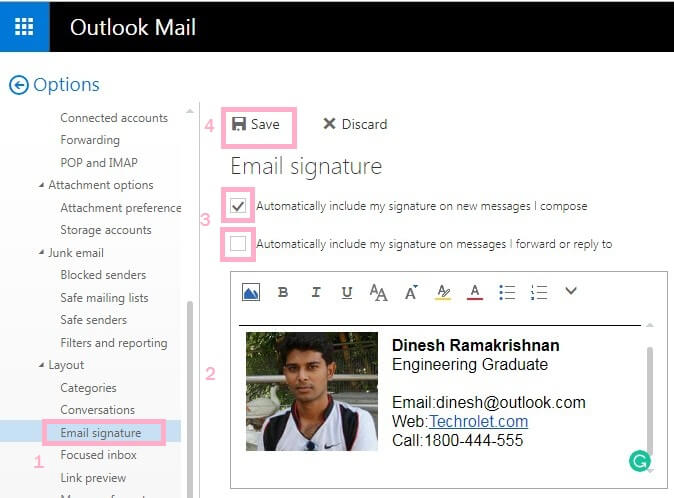 Add email signature in Outlook