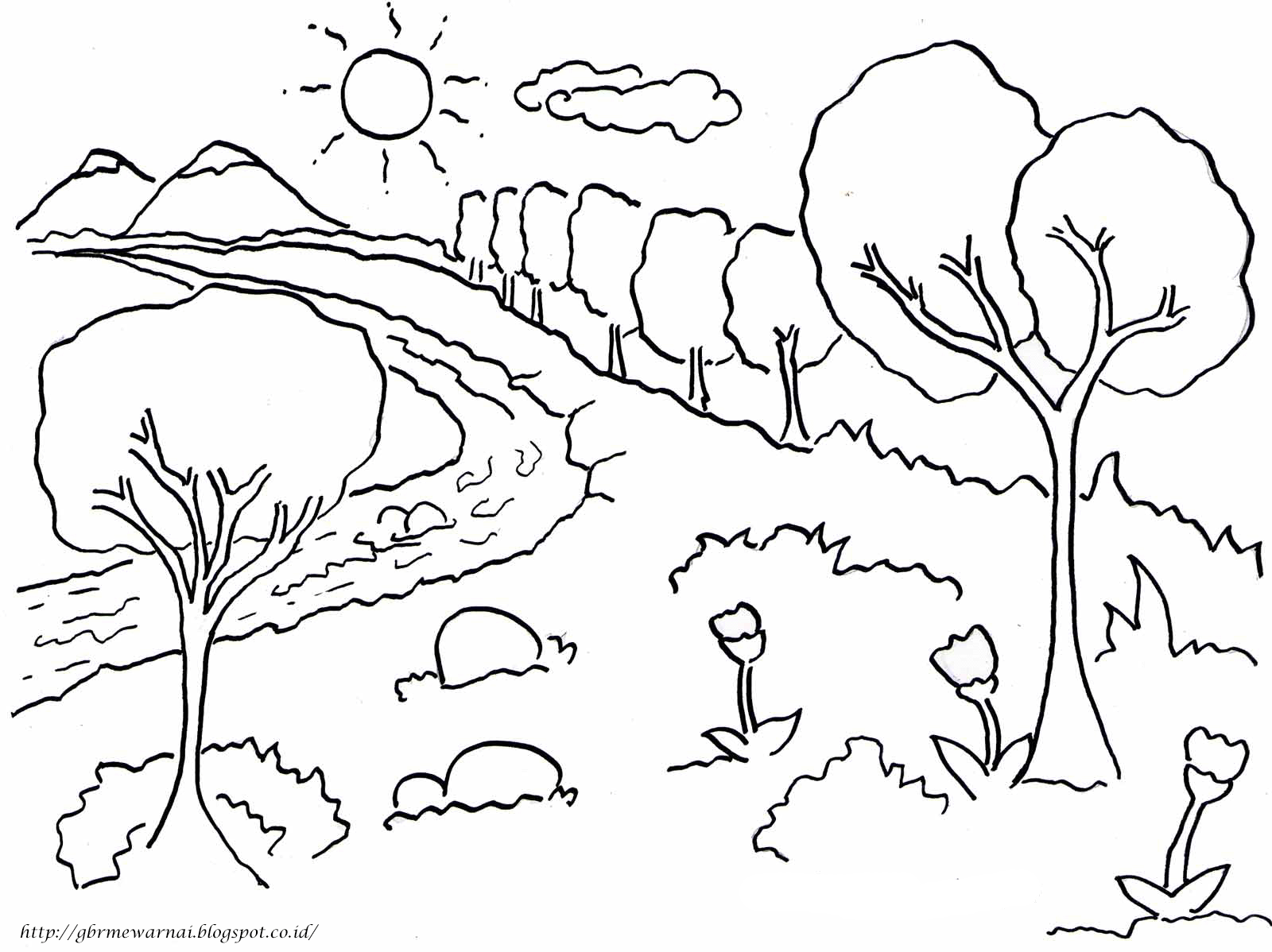 Gambar Pemandangan Hutan Dan Hewan Kartun