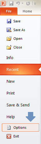 Powerpoint options