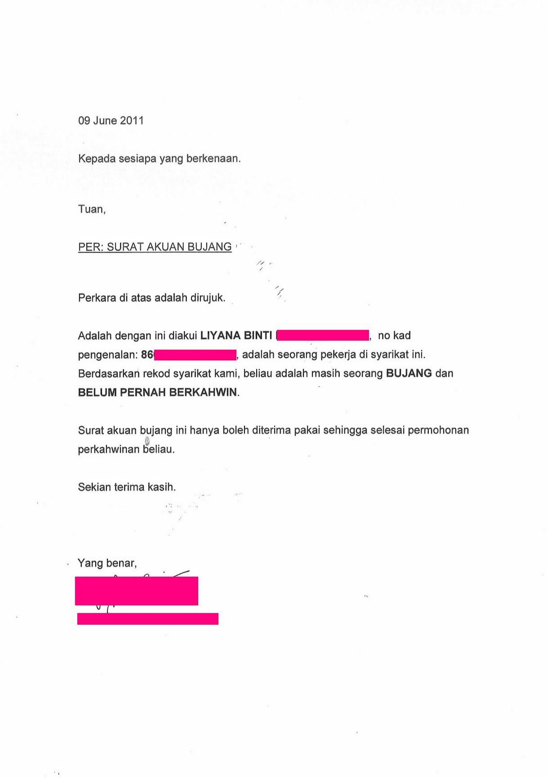 Contoh Surat Pemastautin Terengganu