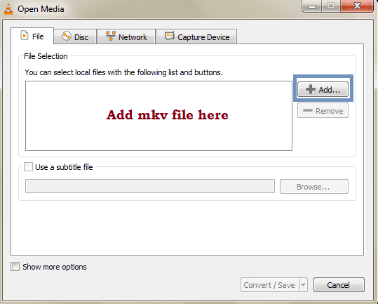 Add MKV file