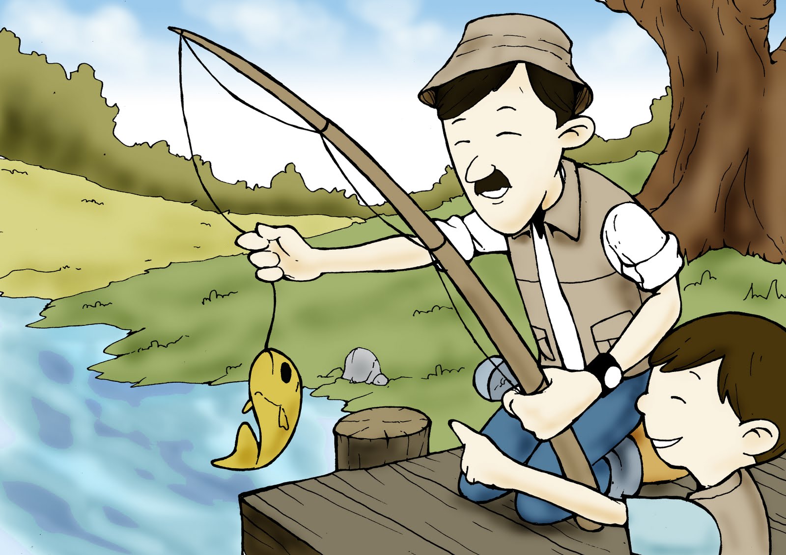 Gambar Kartun Orang Mancing Ikan