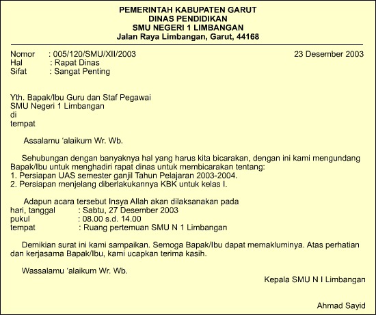Contoh Surat Dinas Indonesia Lama Contohsuratz Net