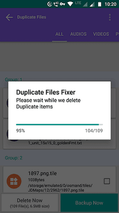 Removing duplicate files