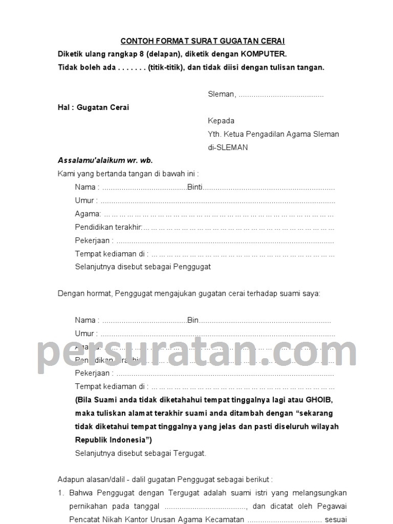 Contoh Surat Talak 1 Pdf Nusagates