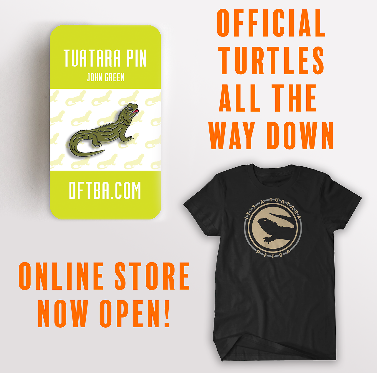 Happy TATWD Day! We have two official Turtles All The Way Down products for you to sport while reading John Green’s new book! More to come as well! Check it out here!