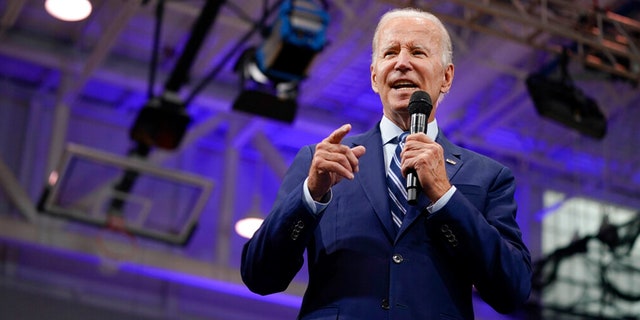 FILE: President Joe Biden speaks at the Arnaud C. Marts Center on the campus of Wilkes University, Tuesday, Aug. 30, 2022, in Wilkes-Barre, Pa.