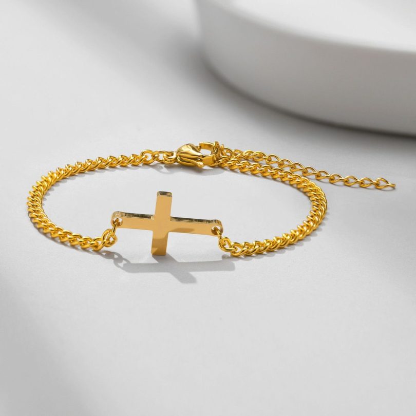 Steel cross chain bracelet