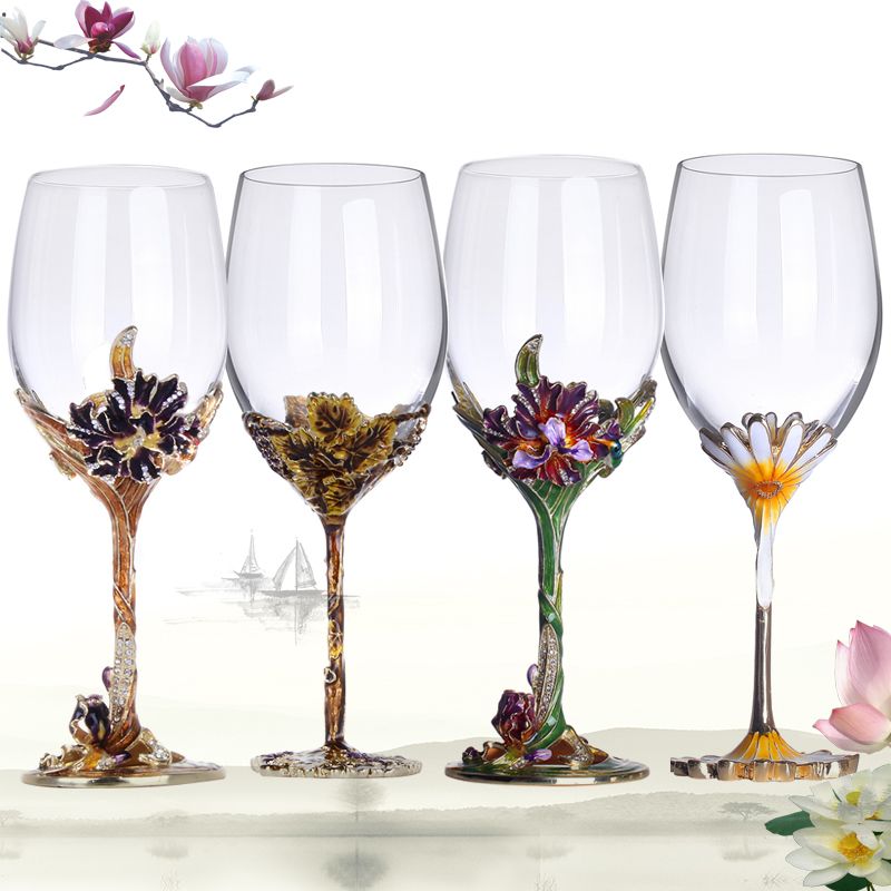 Enamelled crystal wine and champagne glass