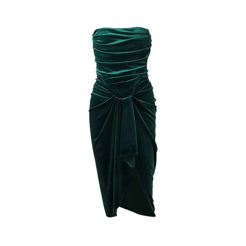 Green strapless halter dress