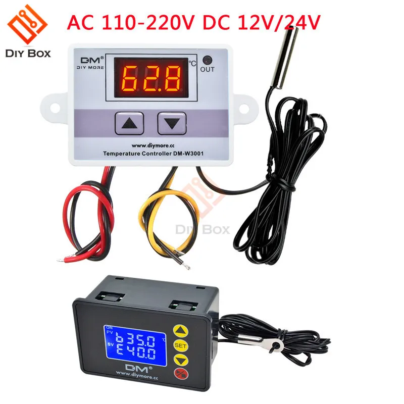 W3001 220 12 24v Digital Temperature Controller Micro Thermostat