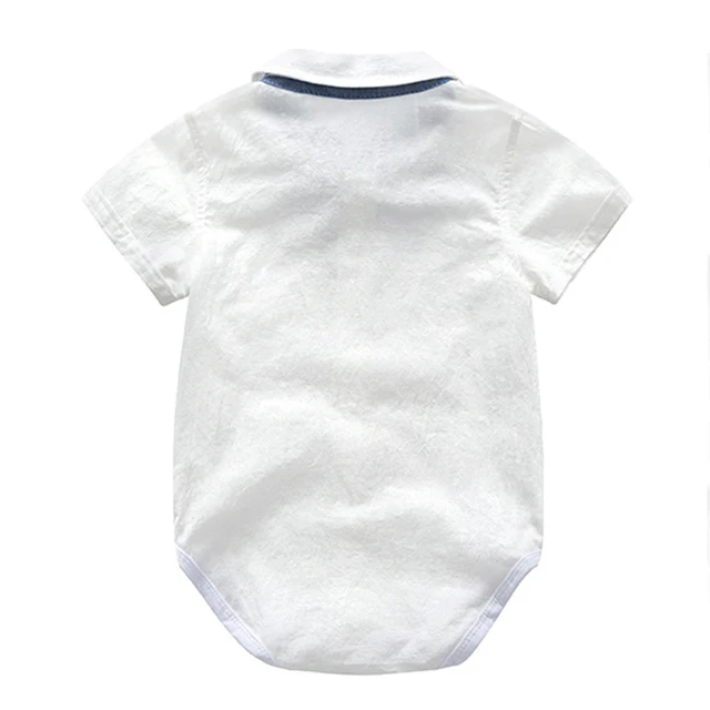 Baby Boy Clothes Summer Gentleman Birthday Suits Newborn Party Dress Soft Cotton Solid Rmper + Belt Pants Infant Toddler Set 4