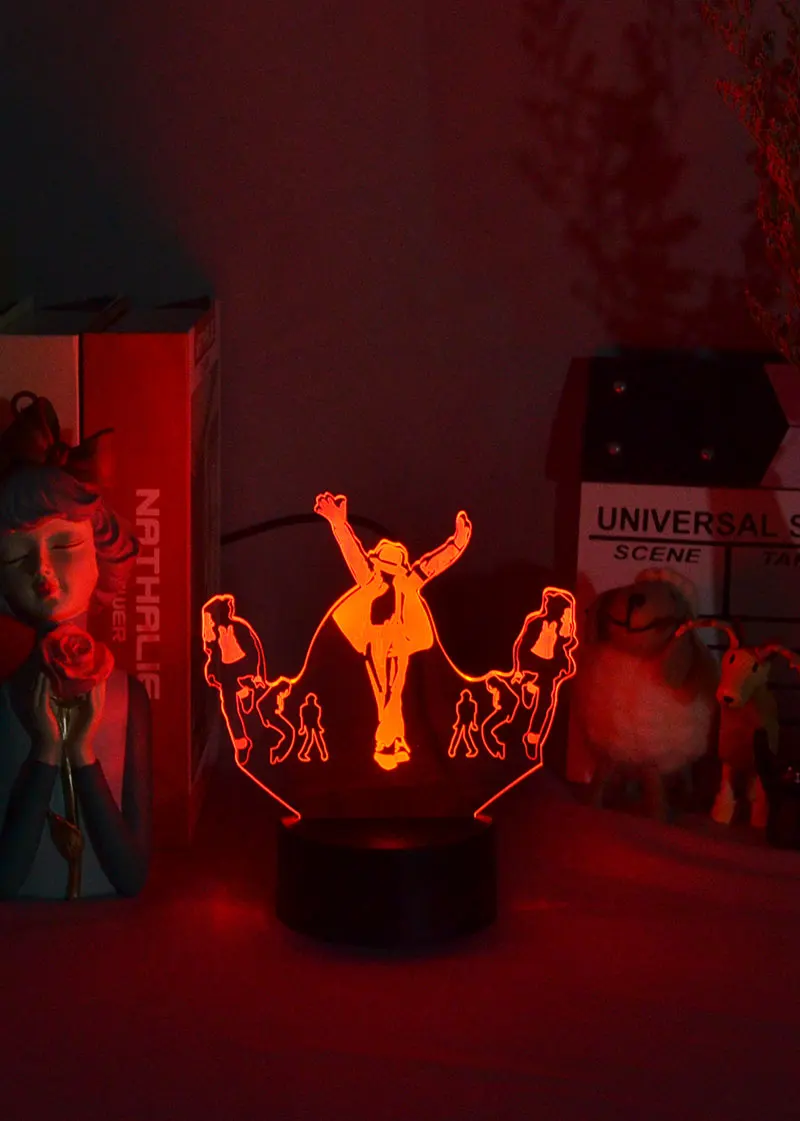 Color Changing 3D Led Night Light Michael Jackson Live Dancing Stage Lighting Atmosphere Lamp Home Bedroom Decoration Fans Gift