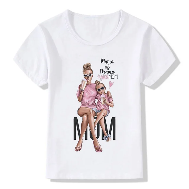 ZZSYKD Summer Super Mom Baby Girl Tshirt Vogue Boys T Shirts Mother And Baby Love Life Lovely Printing Kawaii Kids T Shirt Cozy 2