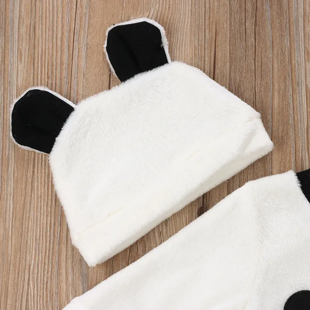 New 3 pieces Newborn Long Sleeve Fleece Bear Top Pant and Hat Set For Baby Boy Warm Winter Kids Clothes 6