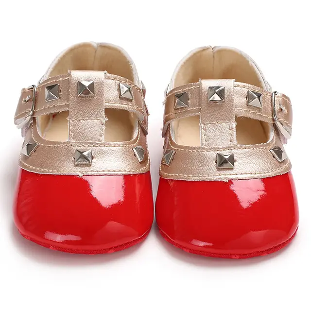 Brand New Newborn Baby Girl Bow Princess Shoes Soft Sole Crib Leather Solid Buckle Strap Flat  4