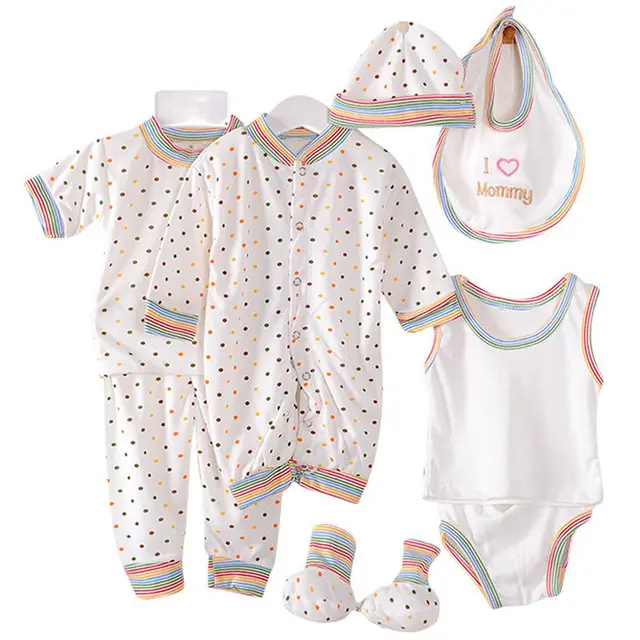 New Brand 8Pcs Newborn Infant Kids Baby Boy Girl T-shirt Tops Pants Outfits Clothes 8Pcs Set 0-3M 6