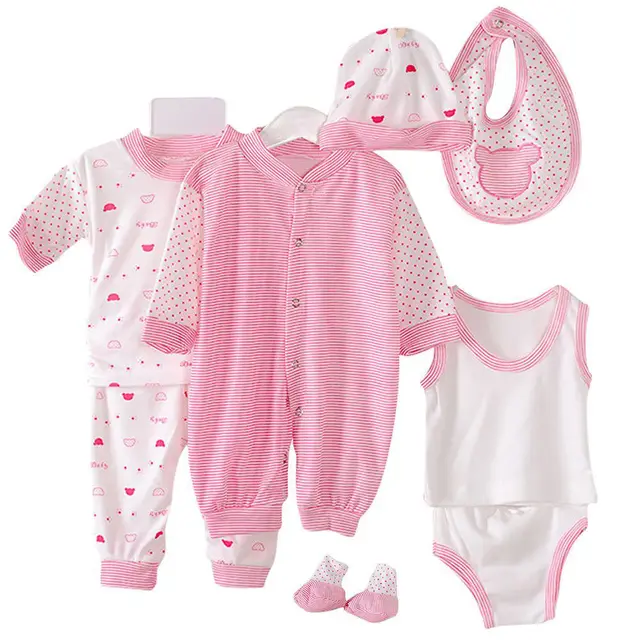 New Brand 8Pcs Newborn Infant Kids Baby Boy Girl T-shirt Tops Pants Outfits Clothes 8Pcs Set 0-3M 3