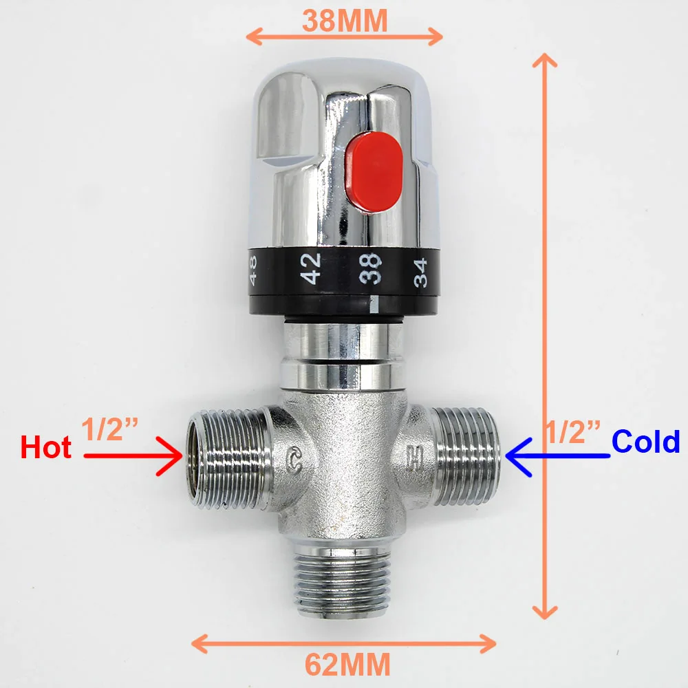 Brass Thermostatic Mixing Valve Solar Water Heater Shower Diverter