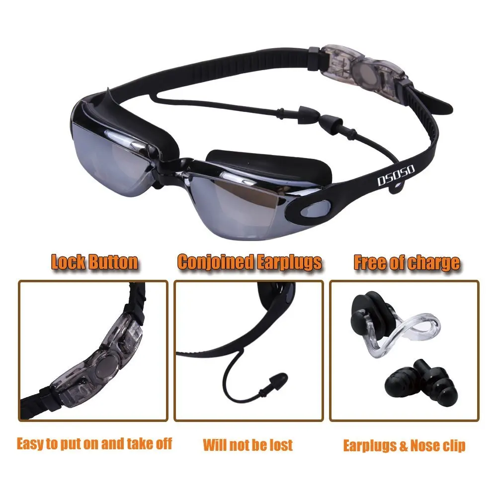 Swimming Goggles Glasses Adult AntiFog 100% UV Adjustable Professional Men Women