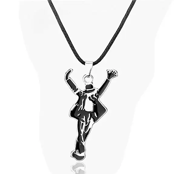 Michael Jackson Pendant Pop Star Chain Fashion Stainless Metal Necklace Waterproof Leather String