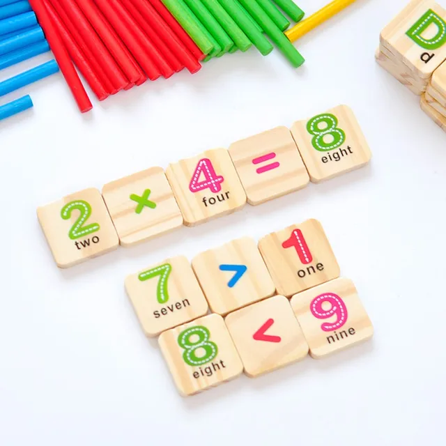 Child Wooden Mathematics Numbers Sticks math Toys Baby Children Early Learning Counting Educational Toy with Box kids gift 5