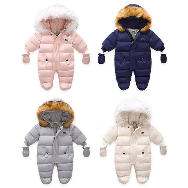 Newborn Infant Baby Girls Quilted Snowsuit Pramsuit Winter Coat Warm Hooded Pink Romper  6