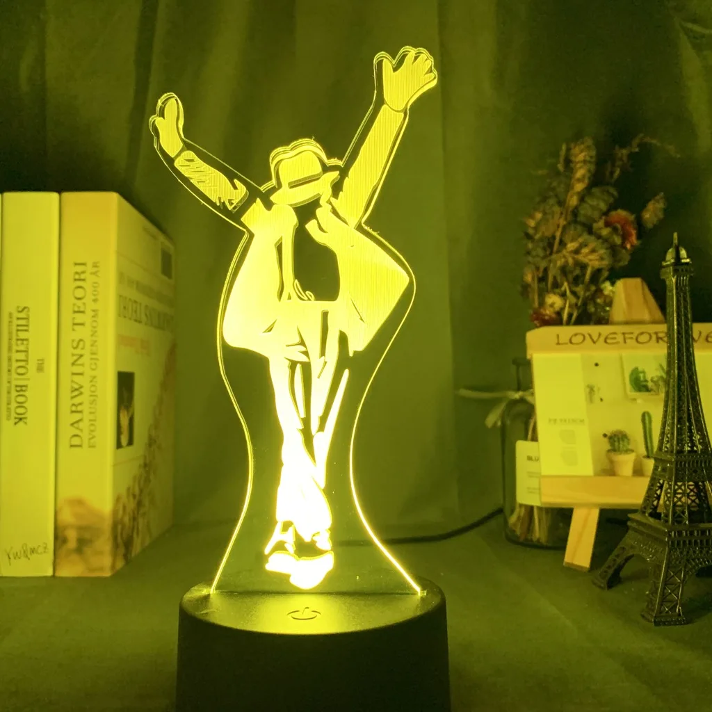 Michael Jackson Dancing Figure Led Night Light 3d Illusion Color Changing Nightlight for Home Decoration Bedside Table Lamp Gift