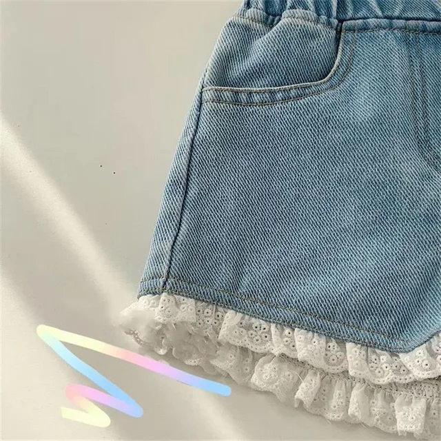 2-9T Jeans Shorts For Girls Toddler Kid Baby Clothes Summer Casual Ruffles Lace Denim  5