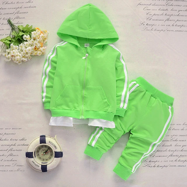 2021 Spring Baby Casual Tracksuit Children Boy Girl Cotton Zipper Jacket Pants 2Pcs/Sets Kids Leisure Sport Suit Infant Clothing 4