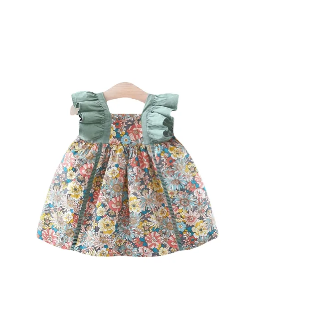 Summer Toddler Girl Clothes Set Baby Beach Dresses Cute Bow Plaid Sleeveless Cotton Newborn Princess Dress+Sunhat 6