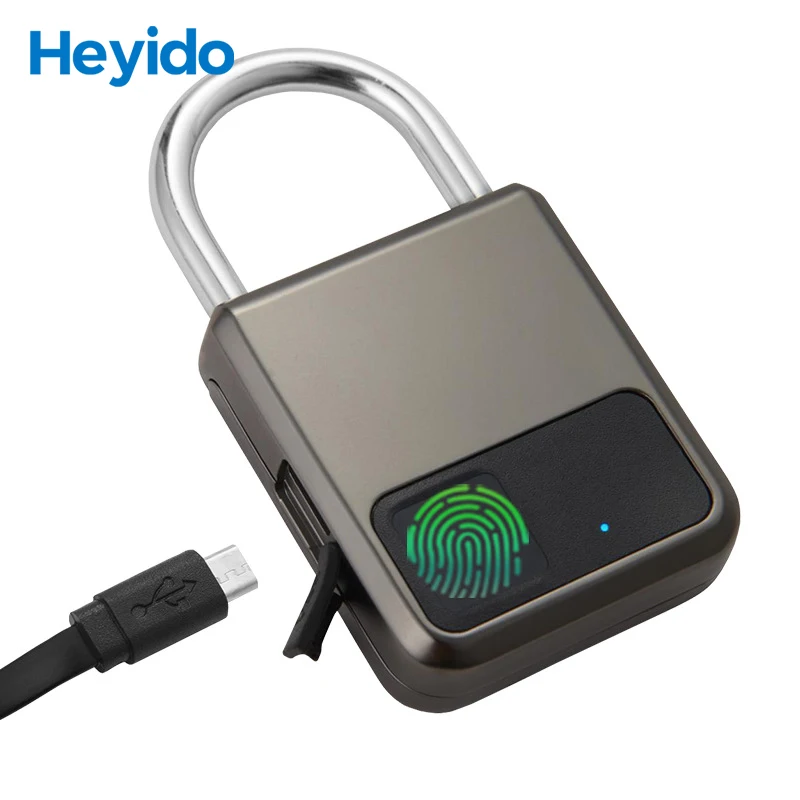 Smart Fingerprint Identification Padlock Lock 20 Groups Fingerprint Storage Electric Anti-Thief Luggage Padlock Lock USB