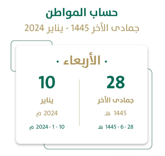موعد حساب المواطن شهر يناير 2024 