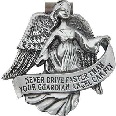 Pewter Don't Drive Faster Than Your Angel Can Fly Visor Clip 1 1/2 Inch