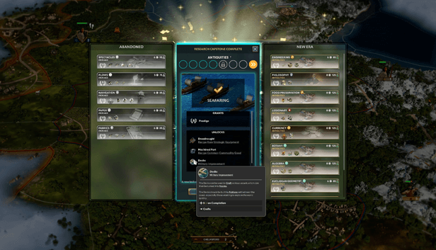 A screenshot of the technology menu in Ara: History Untold