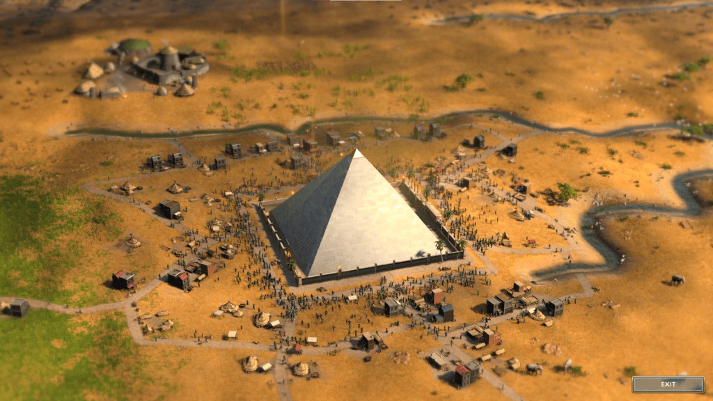 Screenshot of Ara: History Untold featuring the Pyramids being celebrated.