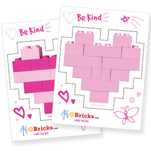 Heart stickers for your walls and windows built from LEGO bricks