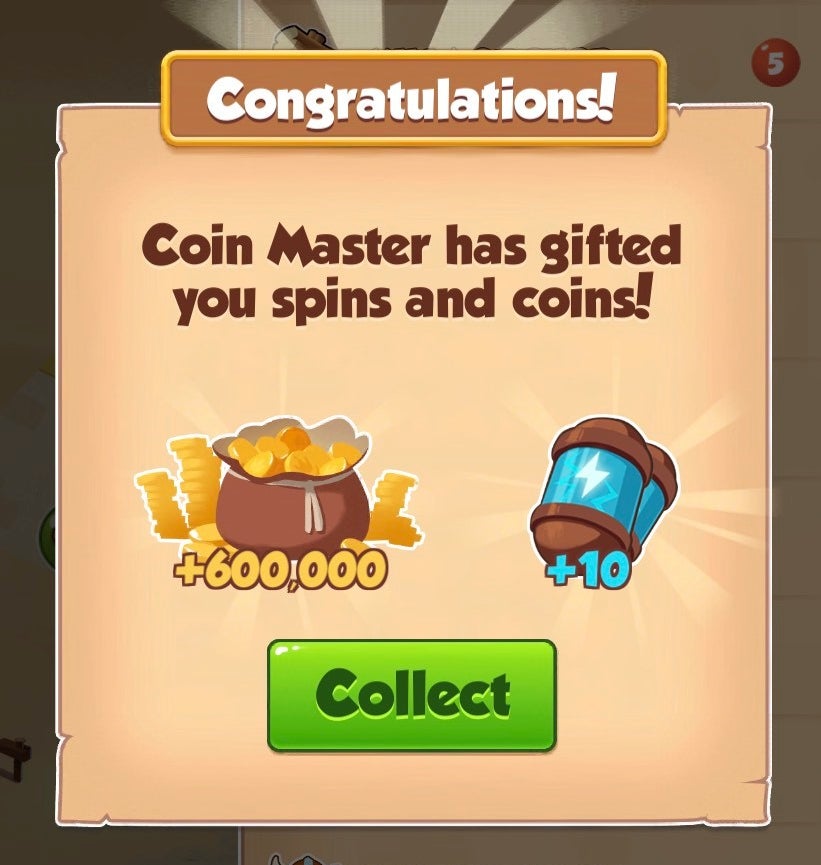 Coin Master rewards screen