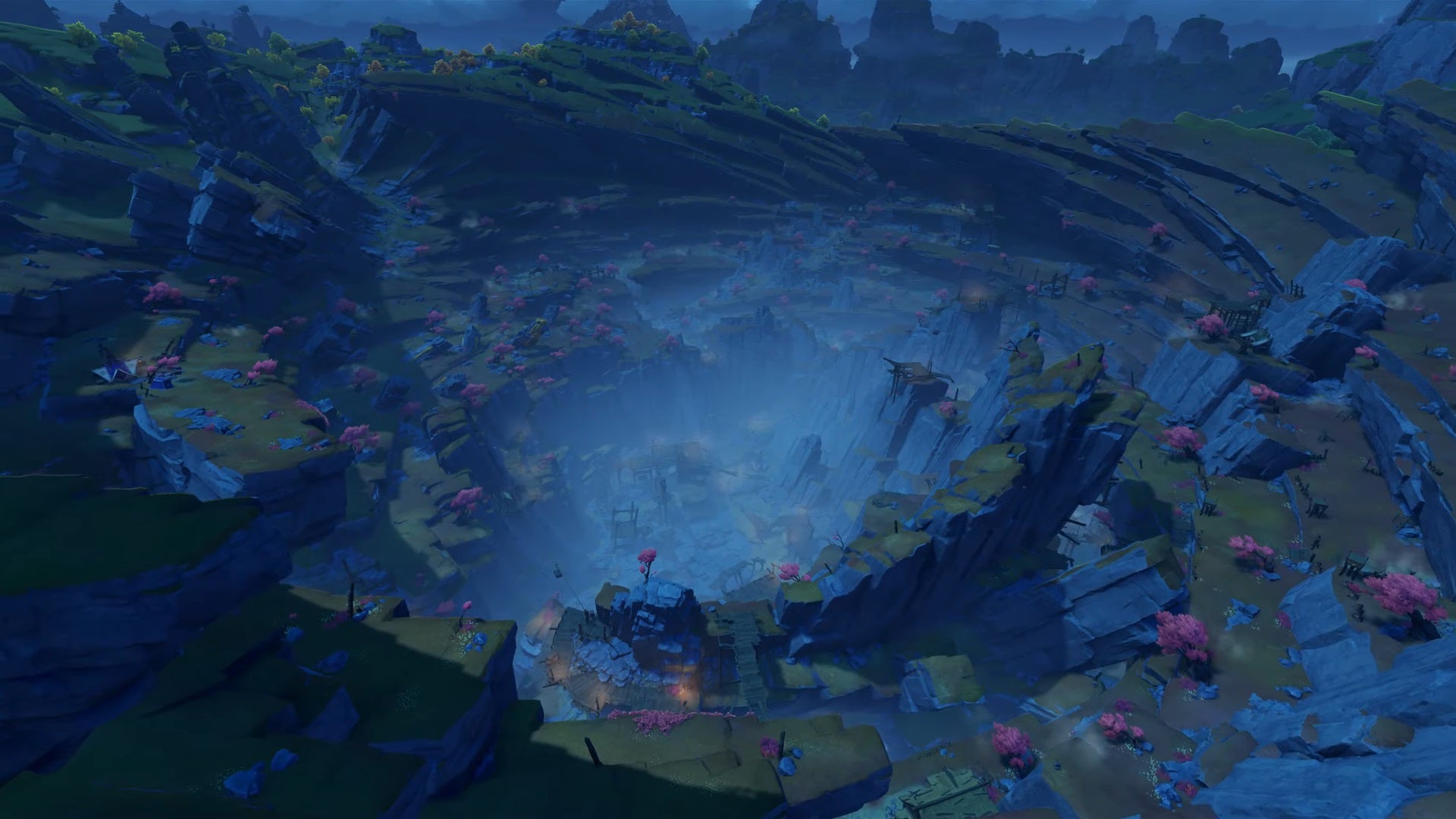 The Chasm at night, where version 2.7 of Genshin Impact will take place.