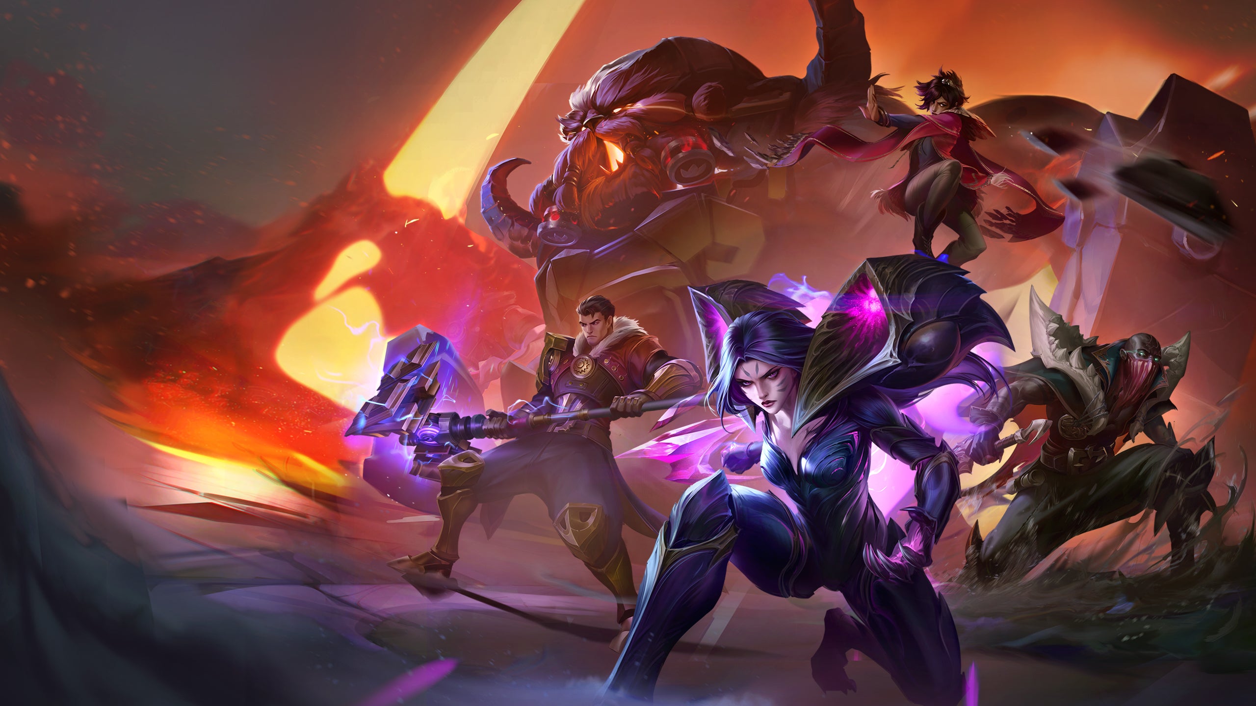 A shot of multiple League of Legends characters, looking towards you!
