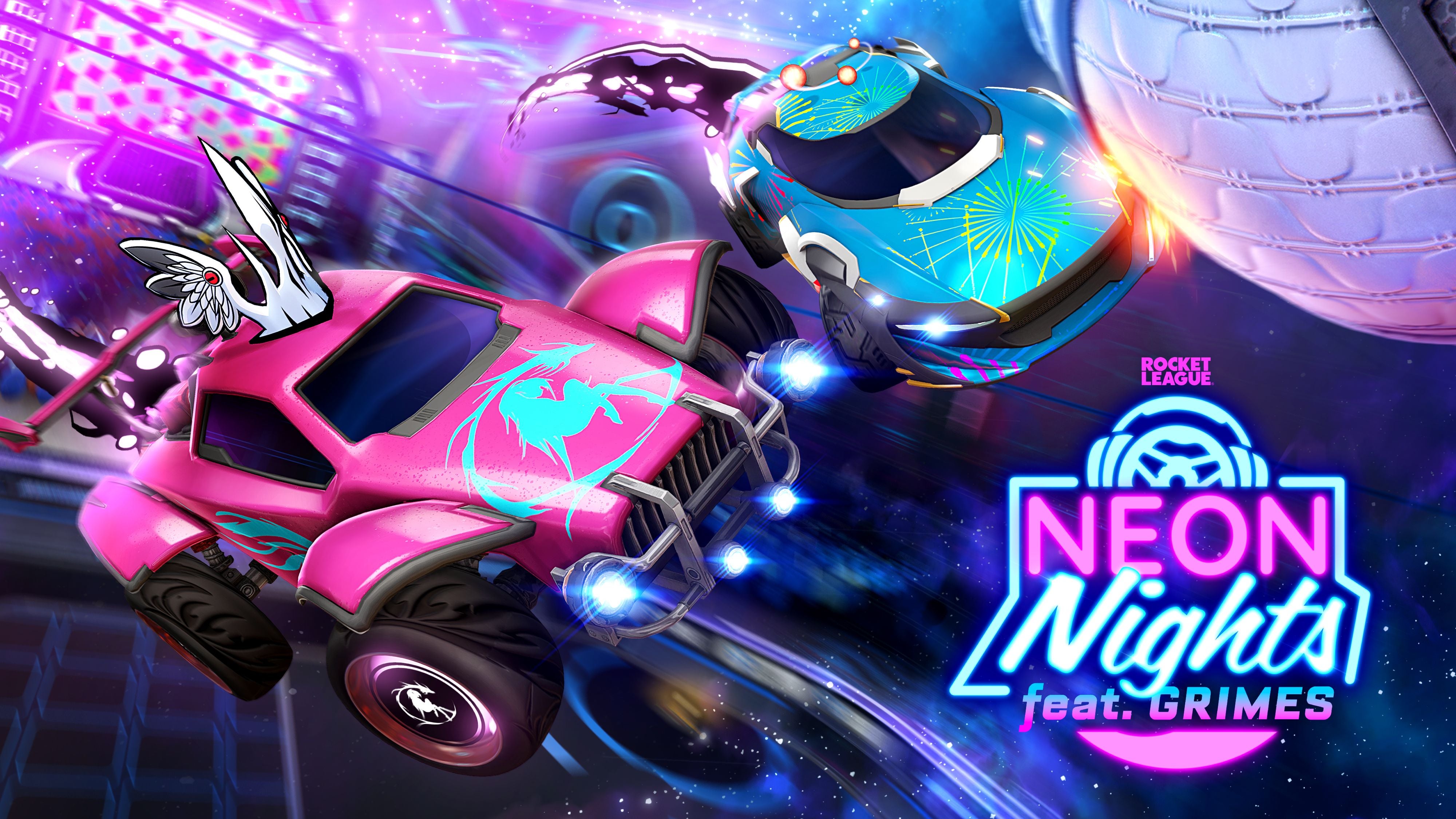 Image for New Rocket League Event - Neon Nights - features GRIMES cosmetics and launches January 26