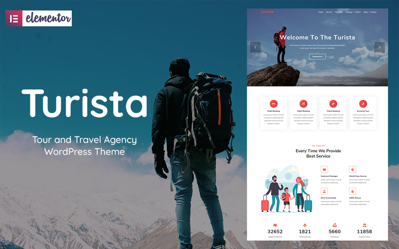 Elementor Turista WordPress Theme for Travel Agency