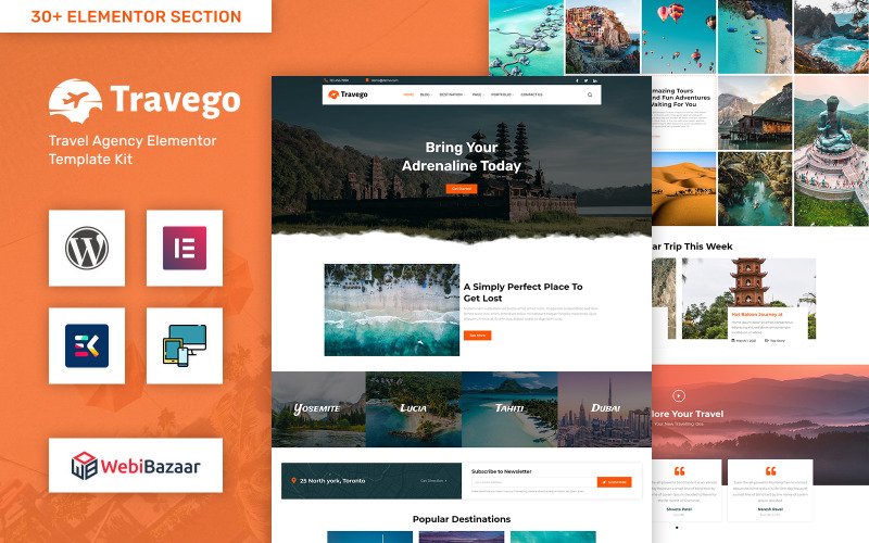 Travego Travel Agency Kit for WordPress Elementor